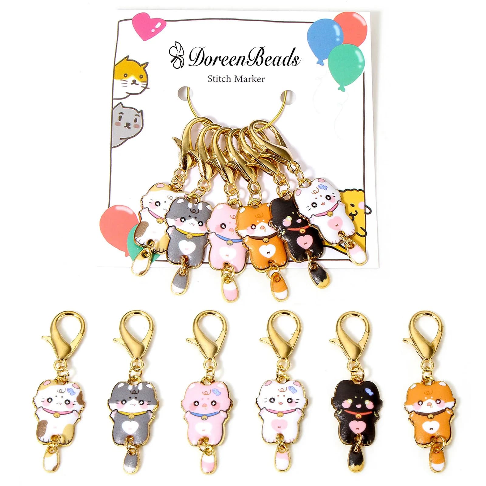 1 Set ( 6 pz/set) pennarelli per punto a maglia Cat Animal Crochet Latch per kit di pennarelli artigianali fai da te strumenti per Clip ad ago 5.4cm x 1.6cm