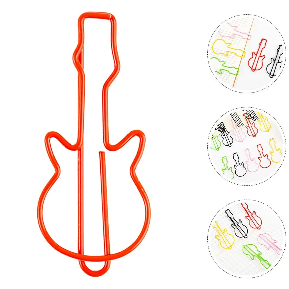 50 Pezzi Fermacarte a Forma di Chitarra, Segnalibri in Metallo, Clip per Pagine di Quaderni e Agende, Accessori per Ufficio, Tema Musicale Creativo