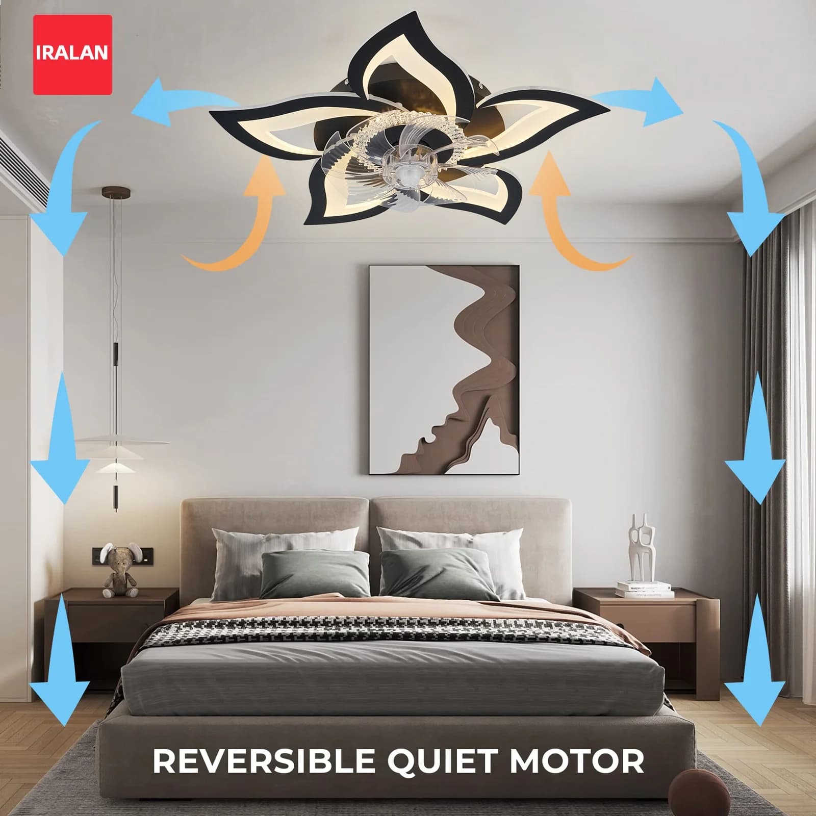 Ventilatore da Soffitto LED con Illuminazione e Telecomando, Forma Romantica a Loto, Decorazione per la Casa, Ventilatore Elettrico, Lampada da Soffitto di Lusso in Acrilico