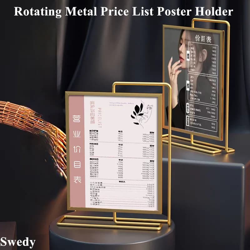 8 pollici 203x152mm rotante in metallo foto di matrimonio cornice poster elenco prezzi bordo tavolo acrilico segno supporto espositore