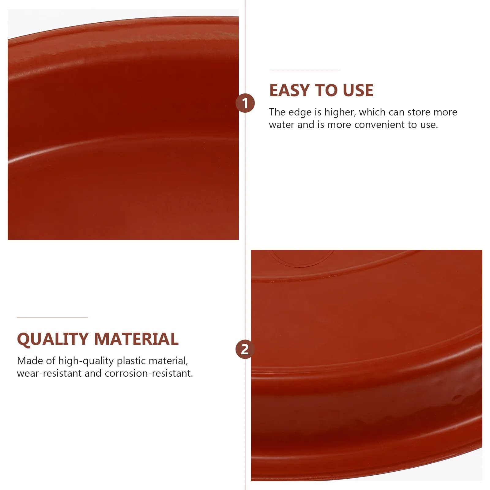 Set di 5 Vassoi Ovali in Resina per Vasi, Base in Plastica Rossa per Prevenire Sversamenti d'Acqua e Macchie di Terra