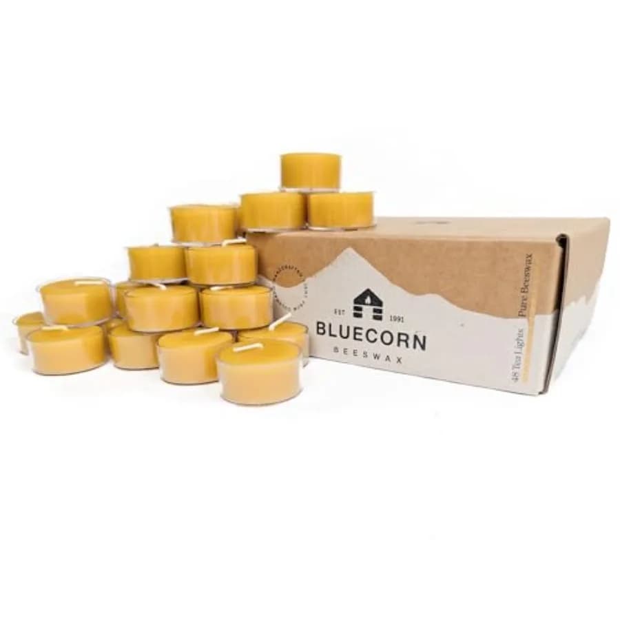 Candele Tea Light 100% Cera d'Api Naturale Pura, Senza Profumo, Senza Paraffina e Soia, Combustione Pulita