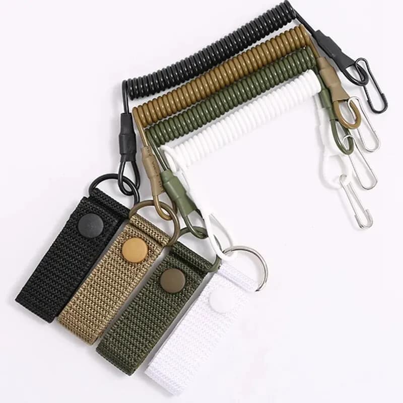 Cordino elastico tattico anti-smarrimento Antifurto Anti-taglio Cintura di sicurezza militare a molla Corda per pistola Portachiavi Accessori per torcia elettrica