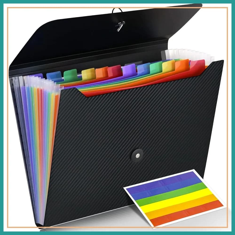 Organizzatore di documenti Accordian, cartella espandibile con 13 tasche formato A4 per casa, ufficio e viaggi