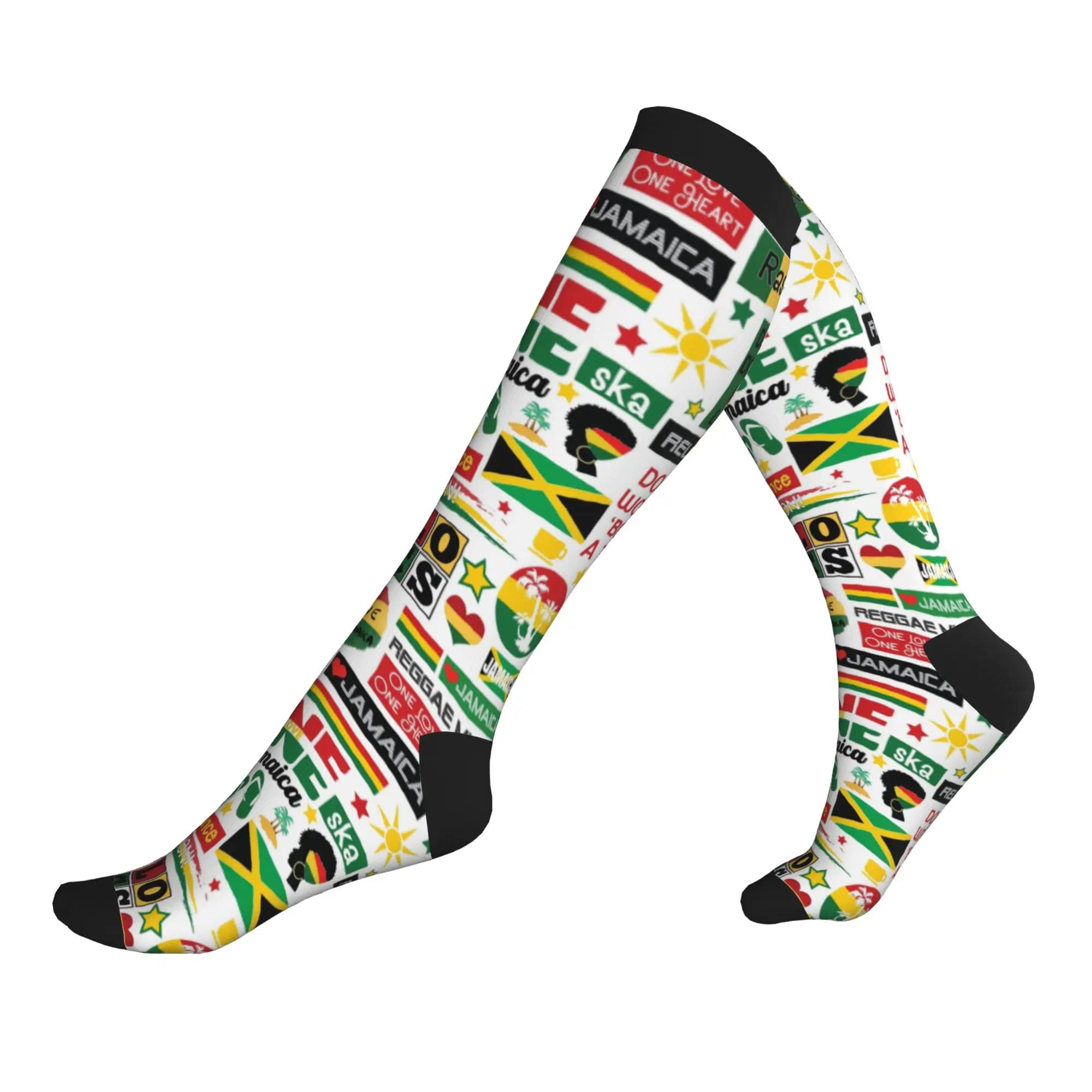 Calzini eleganti da uomo con motivo Jamaica One Love Culture, calzini sportivi a compressione unisex, caldi e confortevoli, stampati in 3D