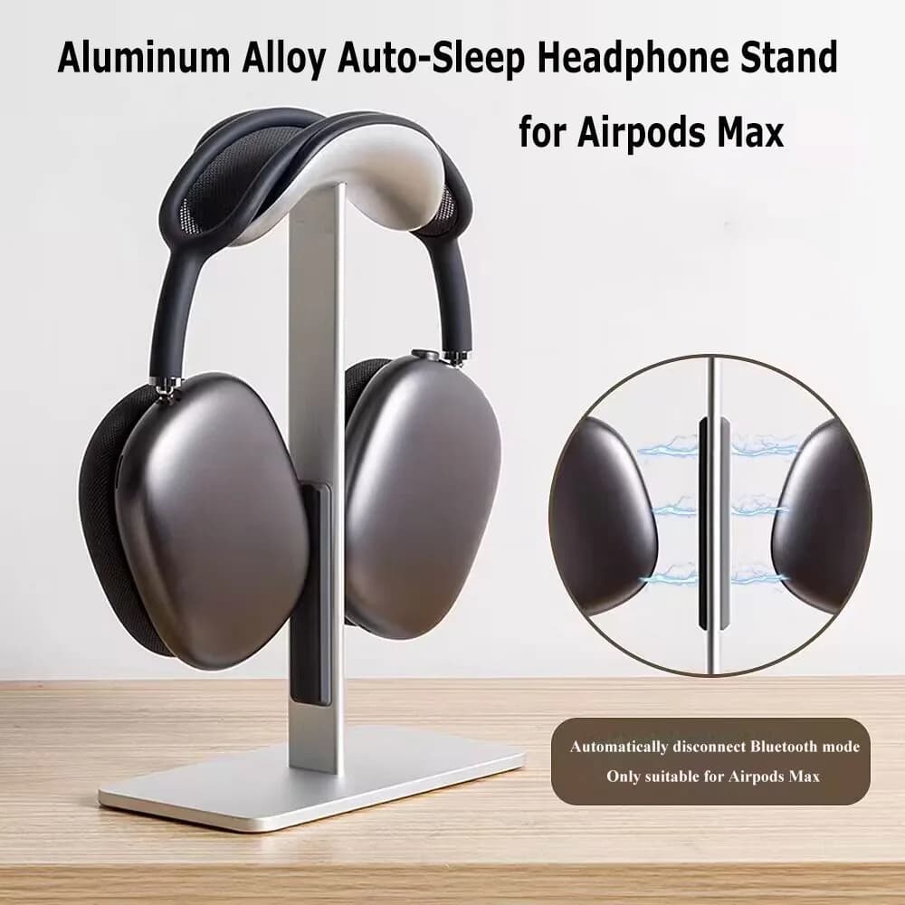 Supporto per cuffie in lega di alluminio Espositore staccabile per supporto per cuffie con sonno automatico per Airpods Max con cuscinetto in silicone antiscivolo