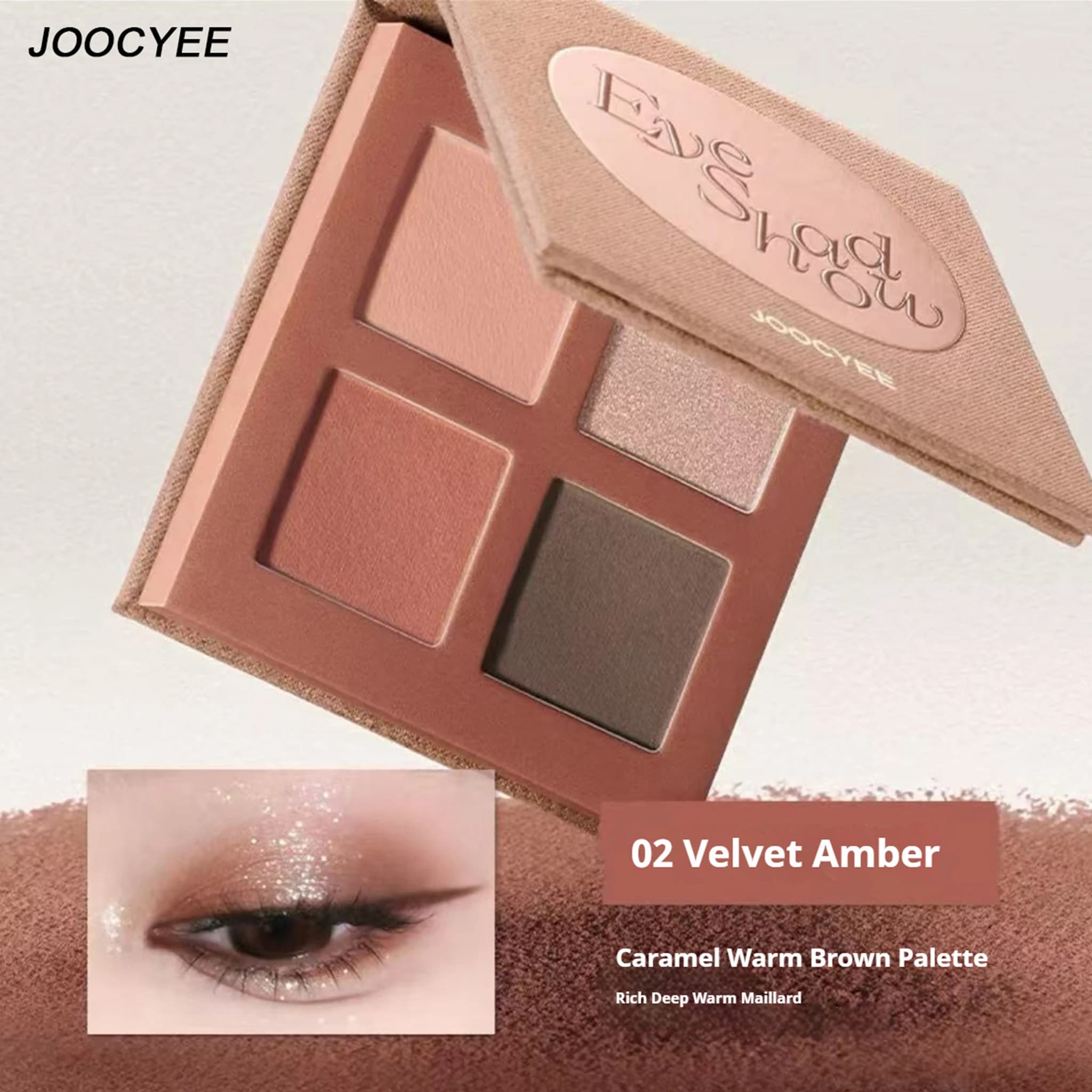 Palette Ombretti Joocyee 4 Colori, Finitura Opaca e Perlata a Bassa Saturazione, Lunga Durata, Facile da Applicare, Palette Ombretti per Uso Quotidiano