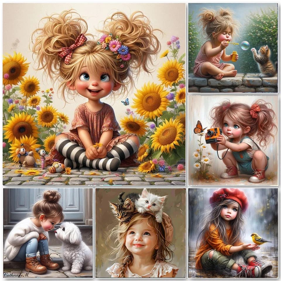 Pittura diamante 5D fai da te arte nuova ragazza carina e cucciolo pieno quadrato diamante rotondo mosaico punto croce kit ricamo decorazioni per la casa