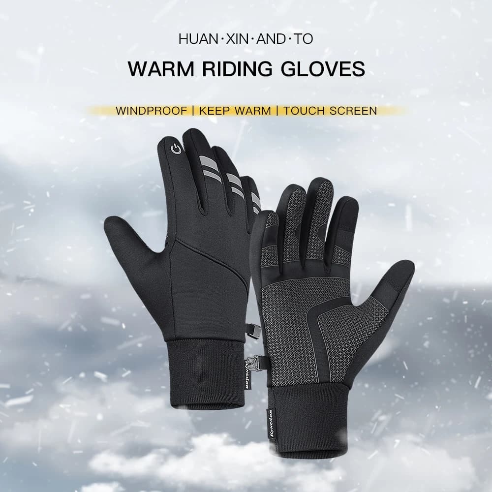 Outdoor Cycling Gloves, Black Touch Screen Cycling Gloves, Camping, Hiking, Running, Men's Motorcycle Gloves