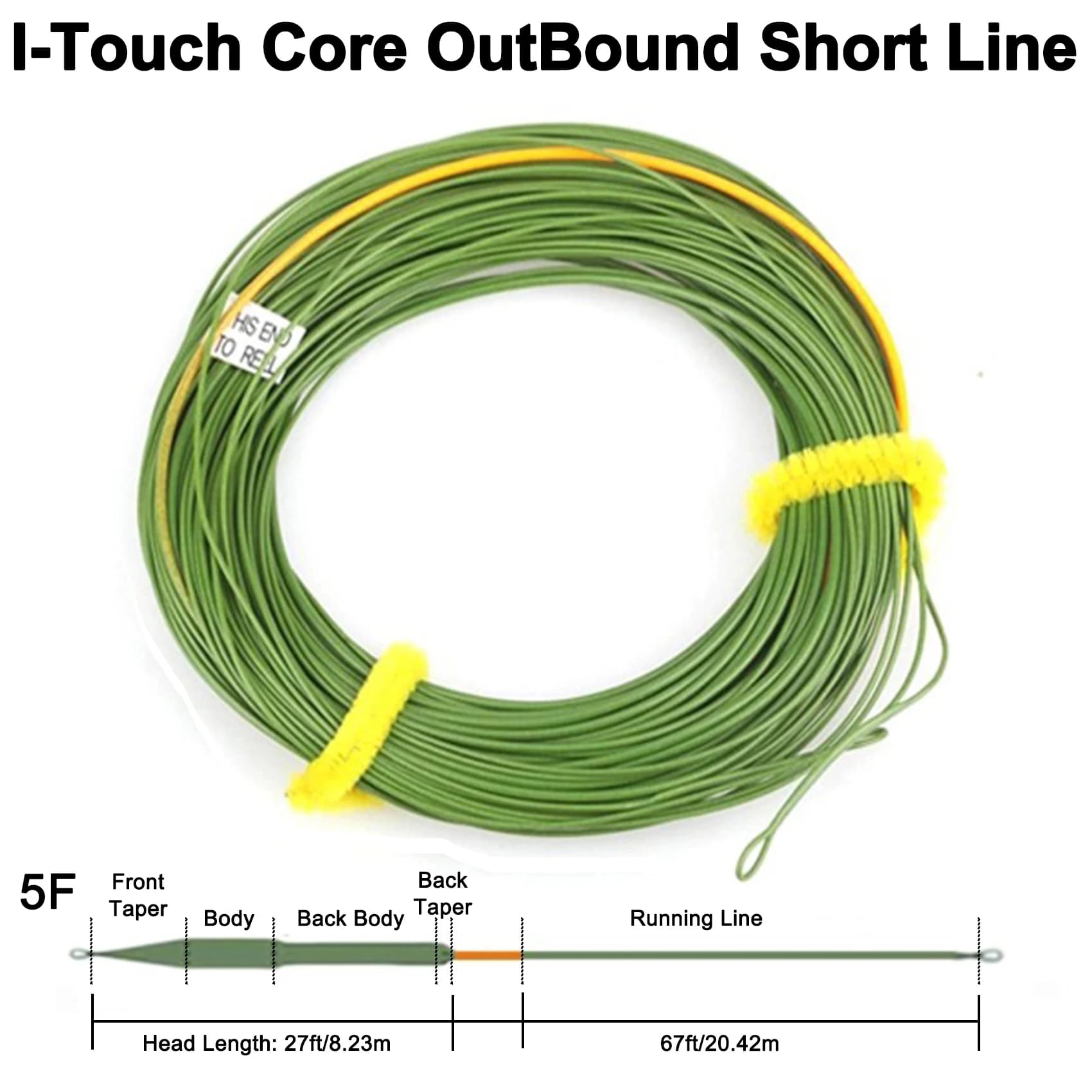 Aventik 27m Weight Forward Floating Fly Line OutBound Short Line with Welded Loops Phthalate Free PVC Coating for Trout Fishing
