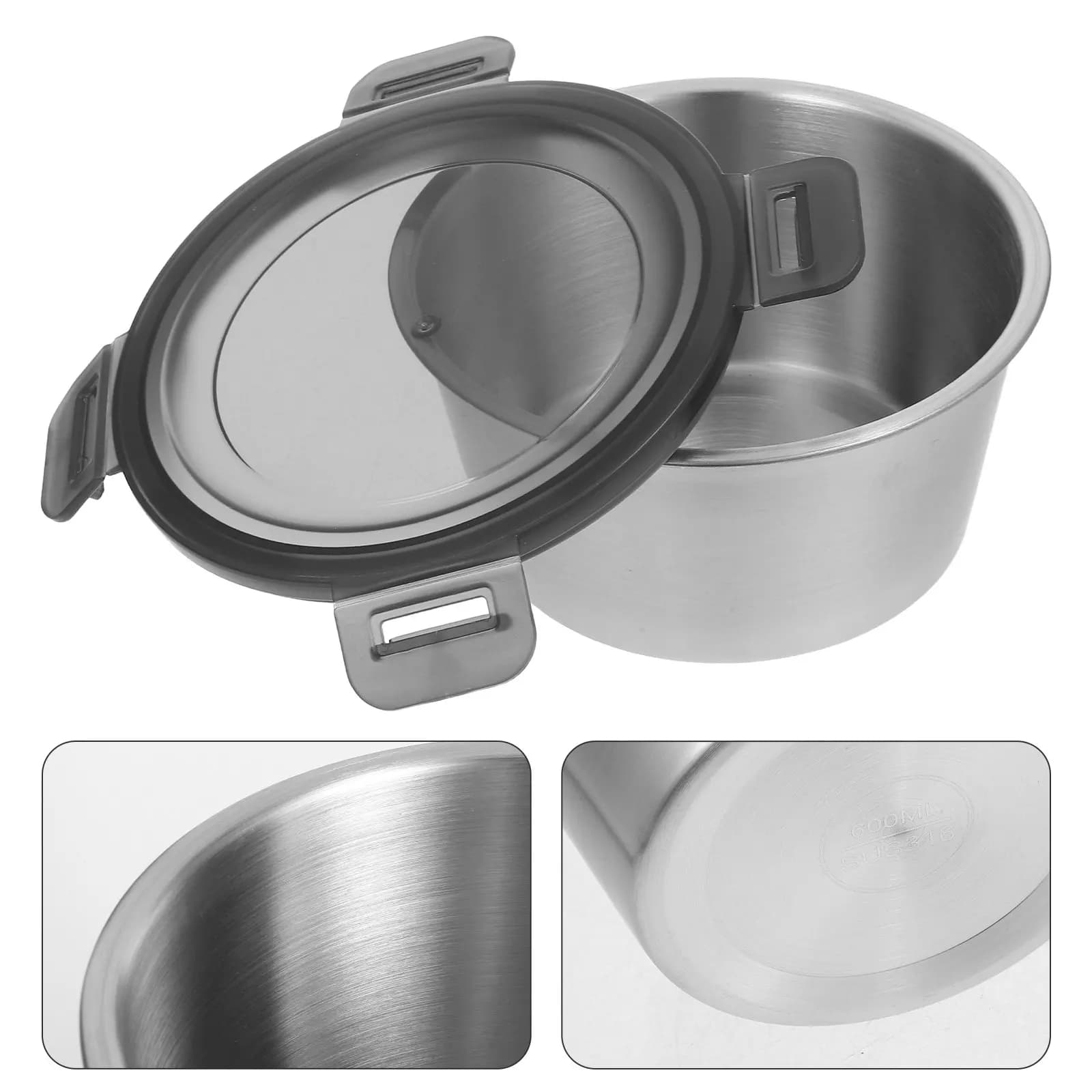Contenitore Ermetico in Acciaio Inox da 600ml per Conservazione Alimenti, Organizzatore per Frigorifero e Congelatore, Riutilizzabile