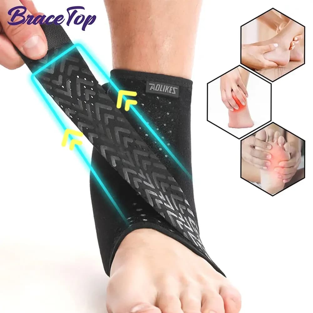 1 pz tessuto traspirante regolabile atletica Achillies tendine caviglia Wrap, fascite plantare, sollievo dal dolore per distorsioni, ceppi