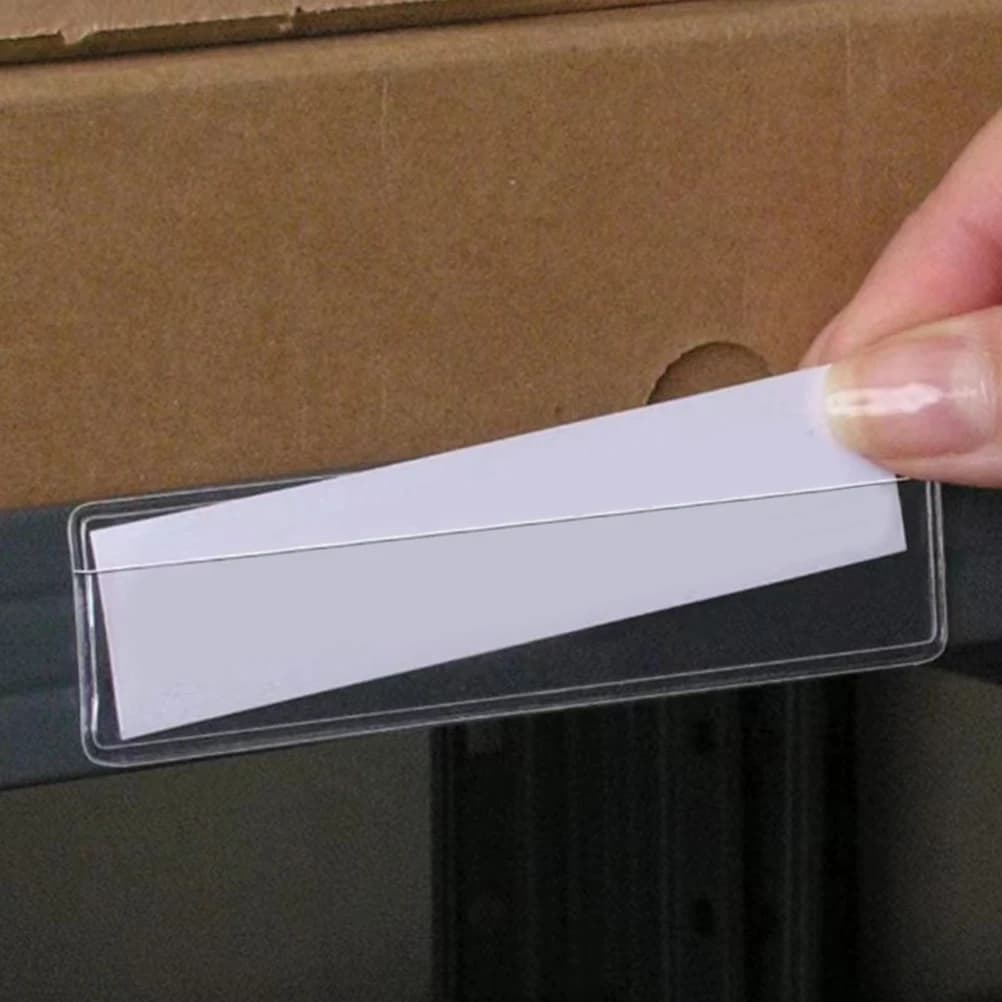 Porta etichette autoadesive da 25 pezzi Tasche per schede in plastica trasparente Maniche trasparenti impermeabili per libreria con cassettiera