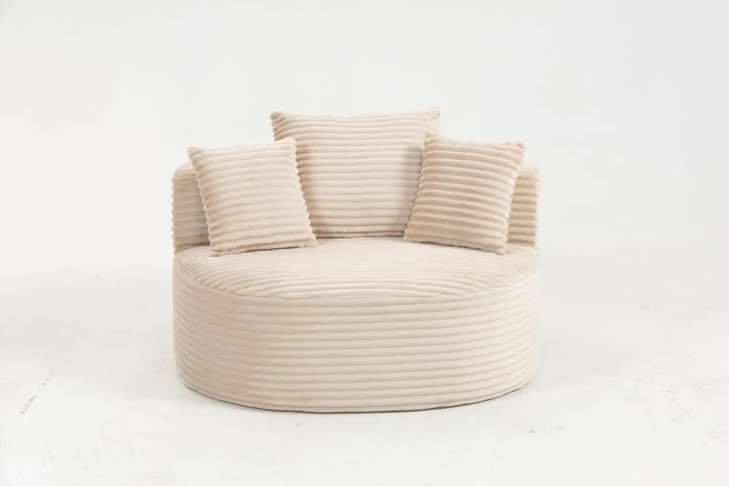Divano Singolo in Schiuma con 3 Cuscini Lombari, in Corduroy Delicato sulla Pelle, Moderno per Soggiorno, Camera da Letto, Appartamento, Beige, Personalizzabile