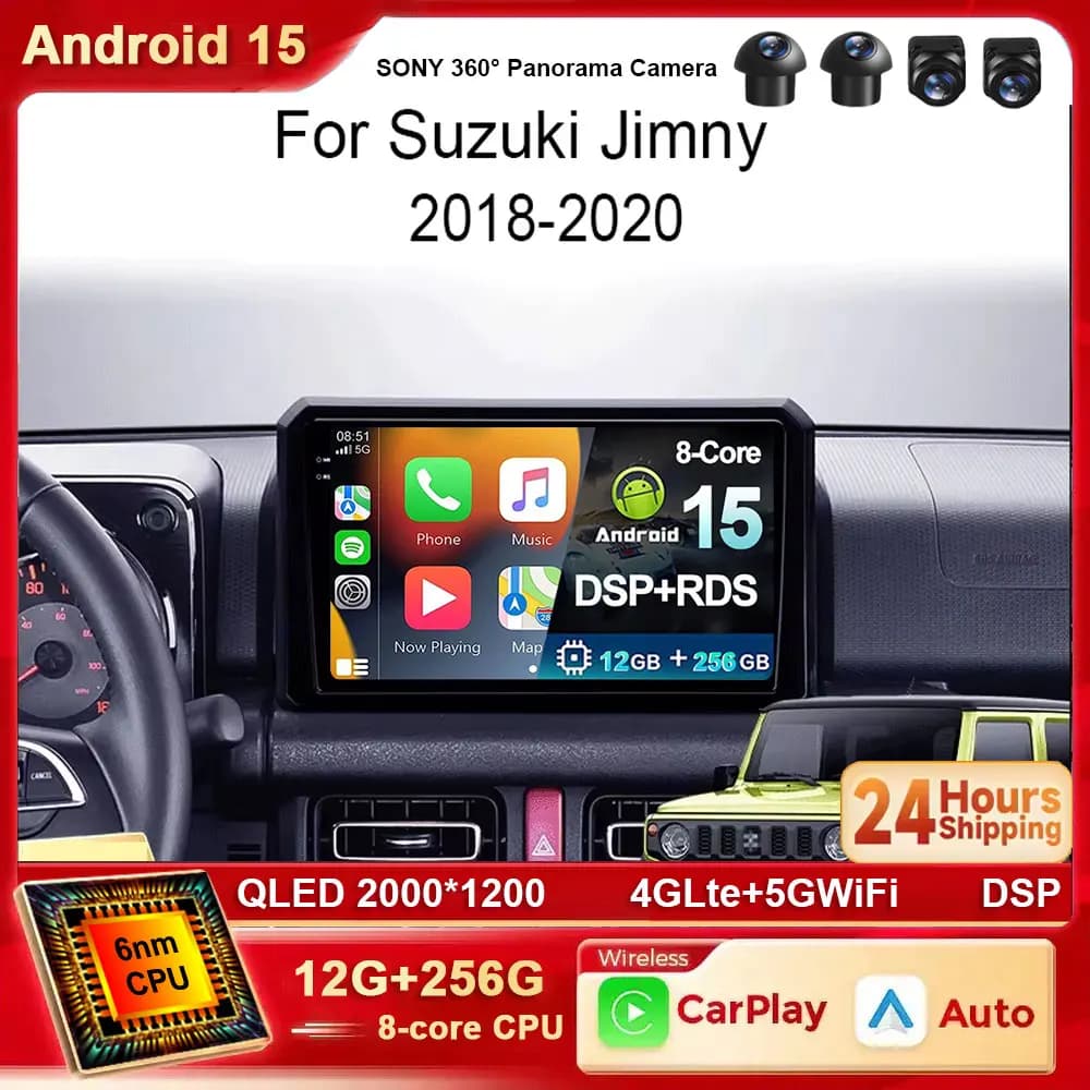 Android 15 Per Suzuki Jimny JB64 JB74 2018 2019 2020 2K Carplay Antoradio Auto Multimediale Stereo Lettore di Navigazione GPS 4G Wifi BT
