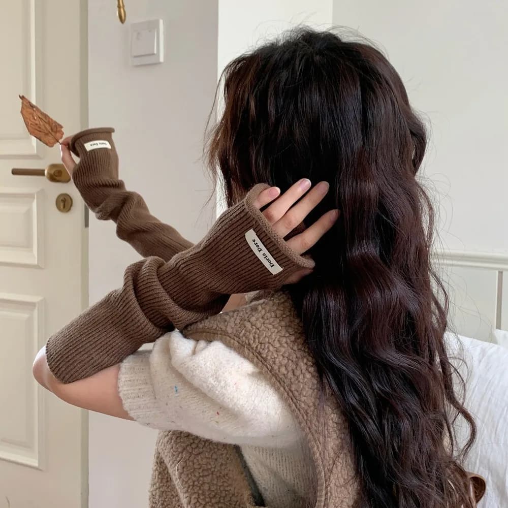 Manicotti Strappati in Stile Coreano, Caldi e Lavorati a Maglia, Tinta Unita, in Lana Y2K, per Ragazze dal Look Dolce e Audace, Copribraccia Caldi per Ciclismo