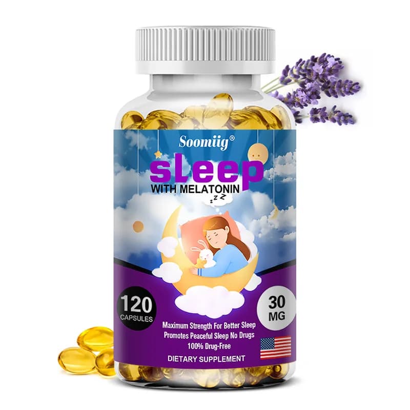 Natural supplement capsules for sleep help, with melatonin 30 mg, vitamin B6, magnesium - Supports healthy sleep, relieves insomnia