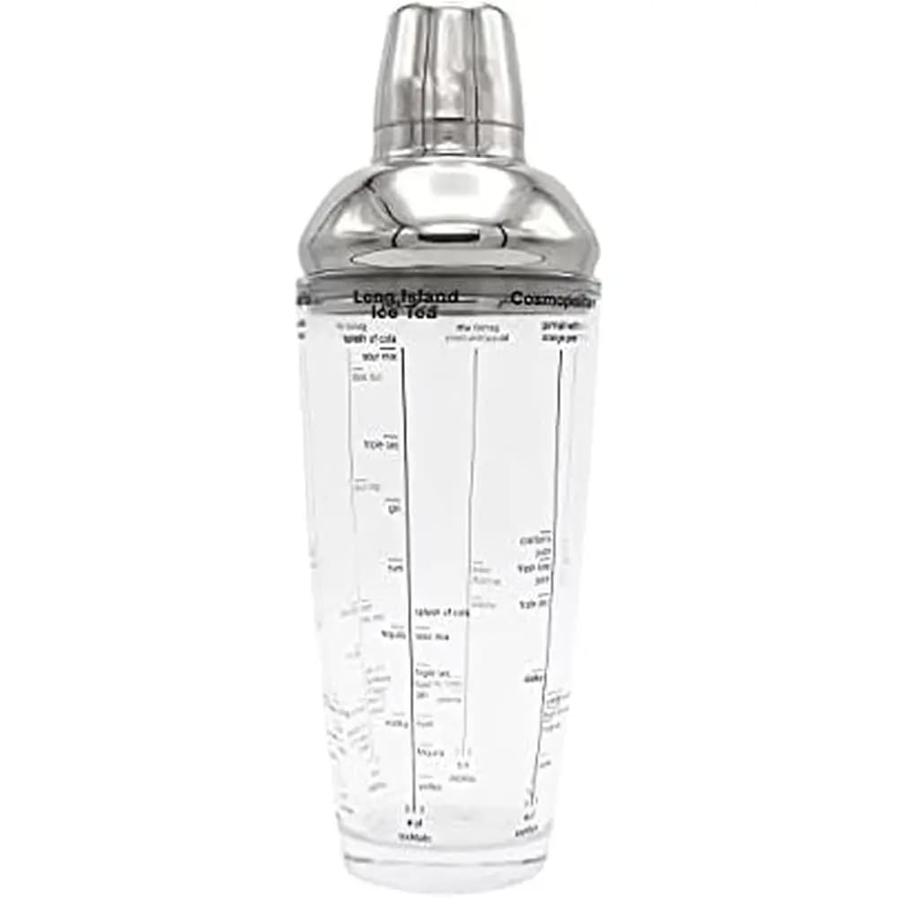 24oz Glass Cocktail Shaker with 6 Mixology Recipes