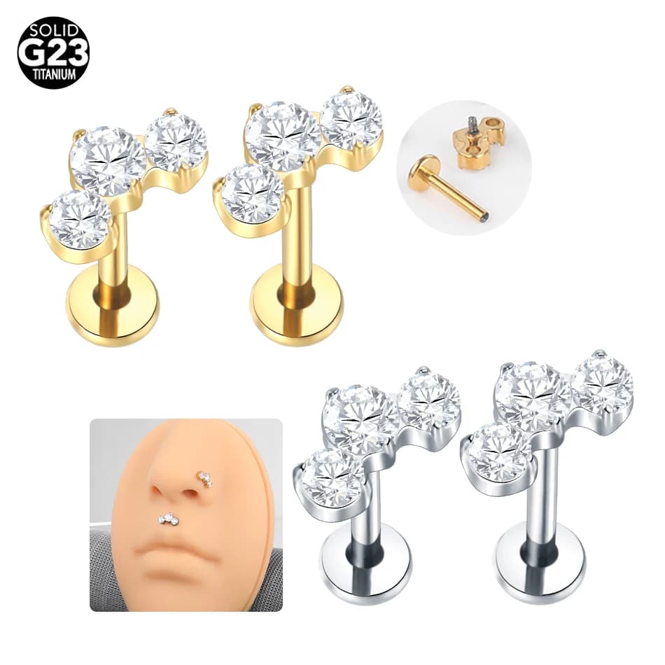 1/5PCS Titanio Piercing CZ Labret Anelli per labbra Cluster di cristallo Dell'orecchio Cartilagine Trago Helix Daith Lobe Piercing Gioielli da donna 16G
