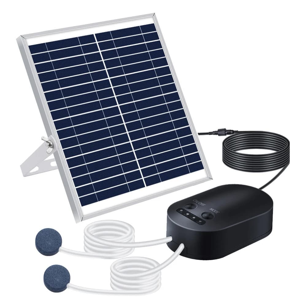 Ossigenatore per Acquario, Aeratore 15W a Energia Solare, Pannello Solare Regolabile, Design Compatto, Pompa con Pannello Solare Regolabile