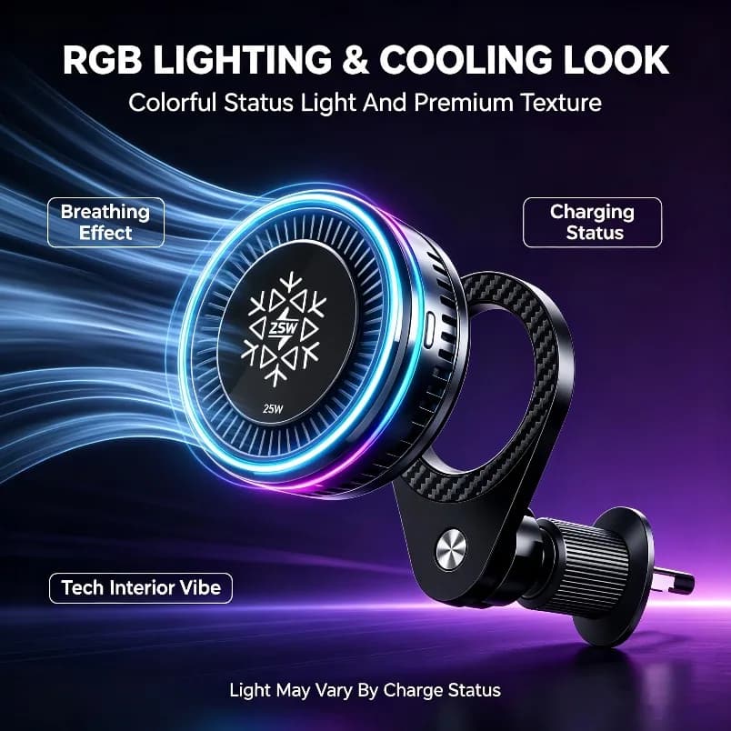 360 Rotation Car Charger 25W Wireless Magnetic Mount For iPhone 17 16 Series Samsung S26 Ultra Pixel 10 Pro XL Air Vent