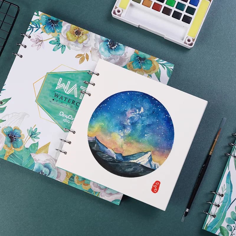 300g Watercolor Painting Book Square Blank Loose-leaf Removable Watercolor Paper Sketch Color Lead Hand-painted Art Supplies
