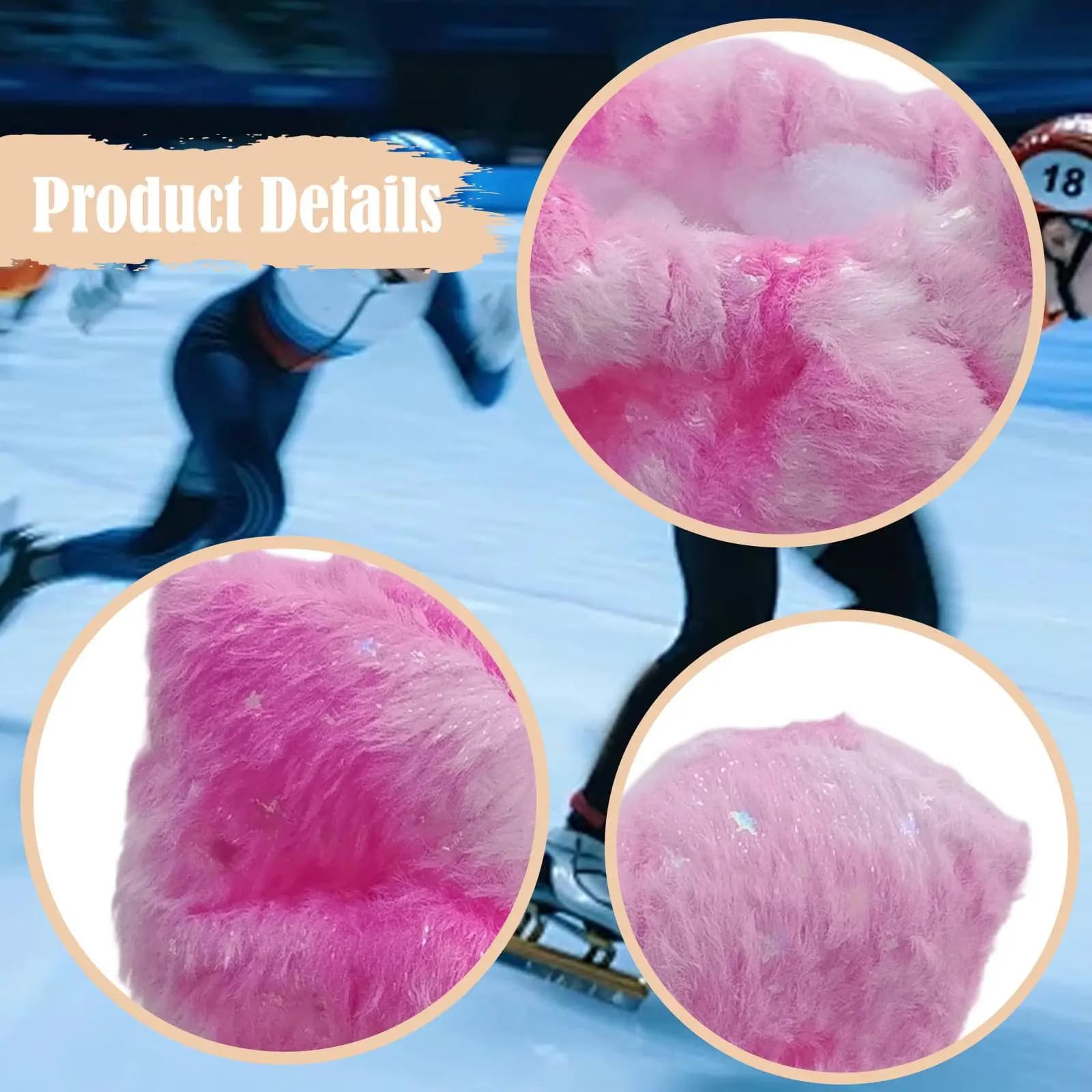 Protezioni Rosa in Peluche per Pattini da Ghiaccio, Coperture Morbide Assorbenti, Accessori per Pattinaggio Artistico