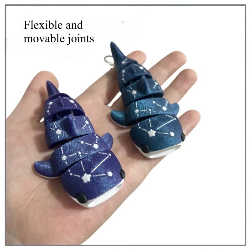Modello giocattolo popolare di squalo stampato in 3D con statuetta di squalo cielo stellato Portachiavi modello realistico per regali di Natale per bambini