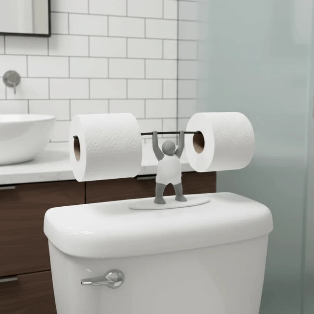 Divertente Portarotolo Igienico a Forma di Bilanciere, Salvaspazio, in Plastica, Tema Fitness