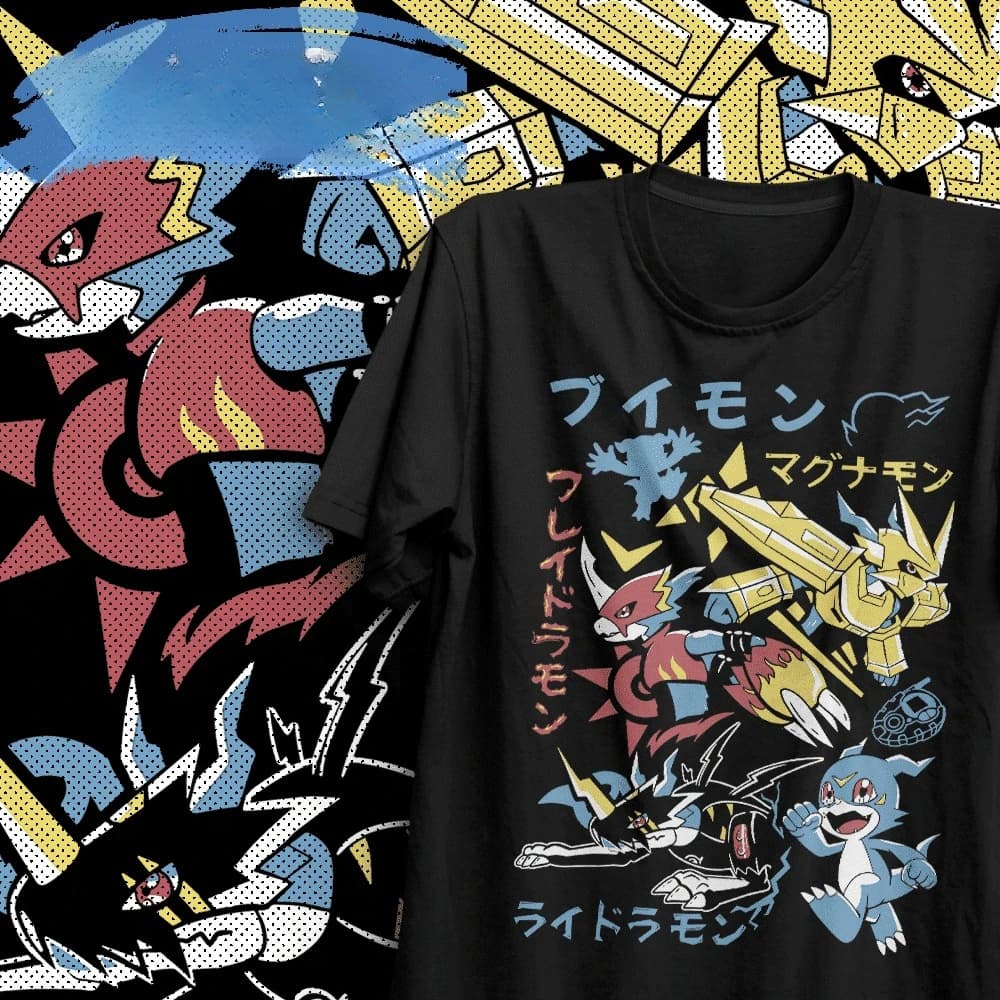 2026 summer Digimon V-mon Flamedramon Magnamon Raidramon Aesthetic T-Shirt Unisex Oversized Y2K Streetwear Cotton Graphic Tee