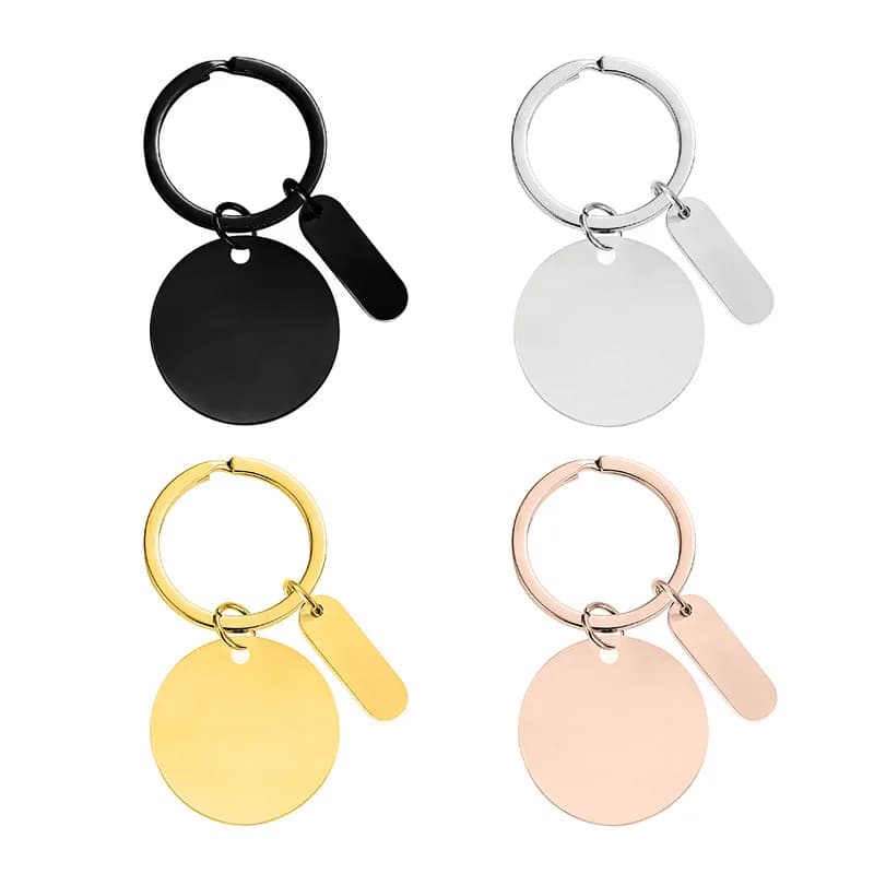 10 pieces 30MM Mirror Polished Stainless Steel Car Keychains Round Heart Keychains Valentine's Day Gifts Support Laser Engraving