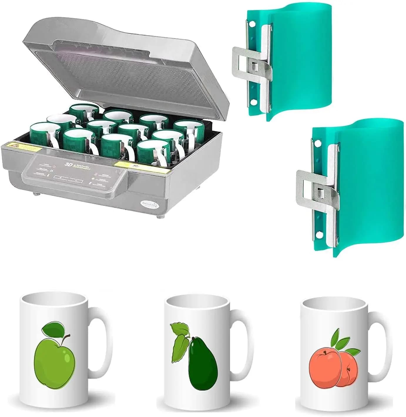 5pcs Mug Heating Pad Sublimation Silicone Mug Wrap 11OZ 3D Silicone Mug Cup Clamp for Mugs Printer Printing