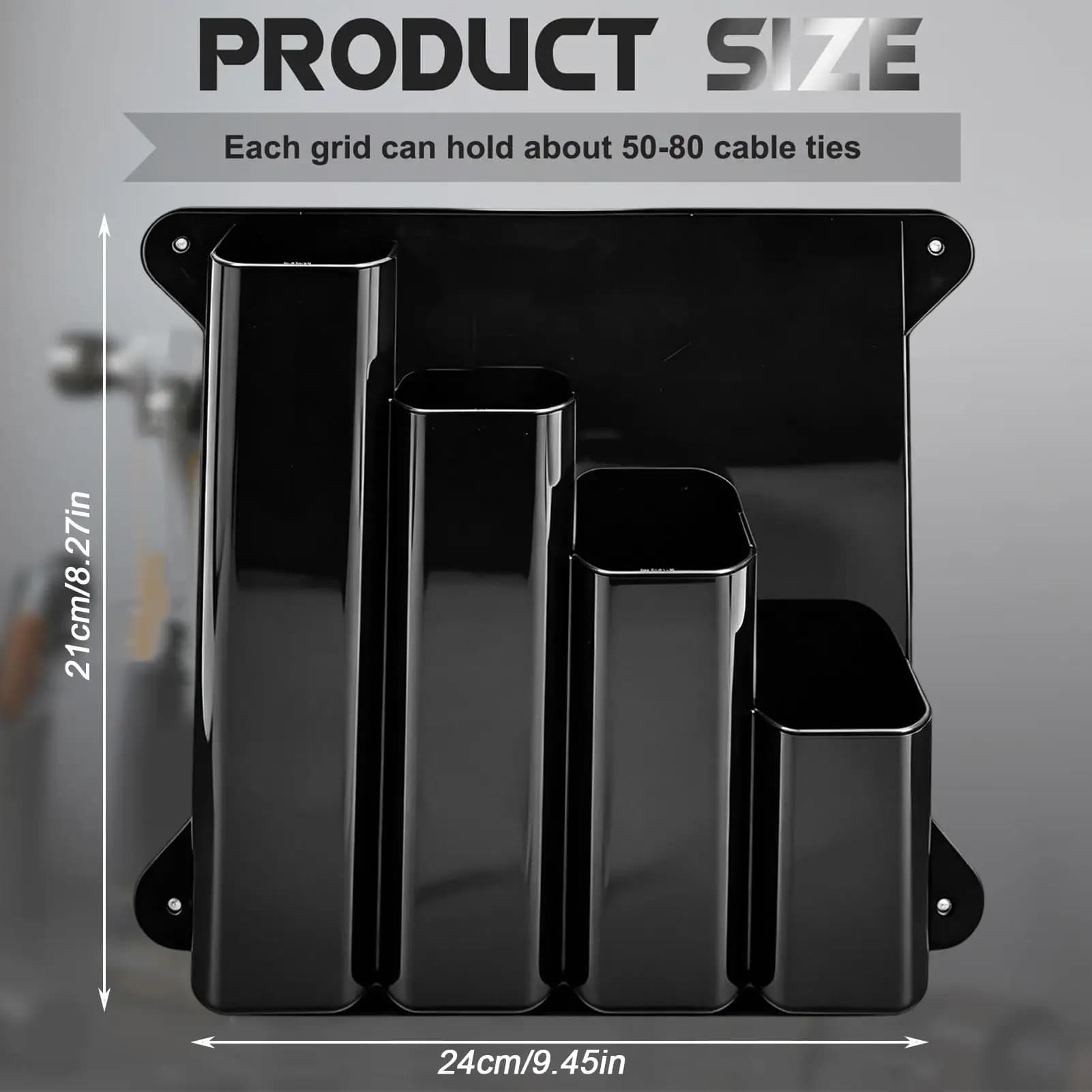 Cable Tie Organizer Aluminum Wall Mounted 4 Pockets Zip Tie Rack Organizer for Enclosed Race Trailer Workshop Shed Basement
