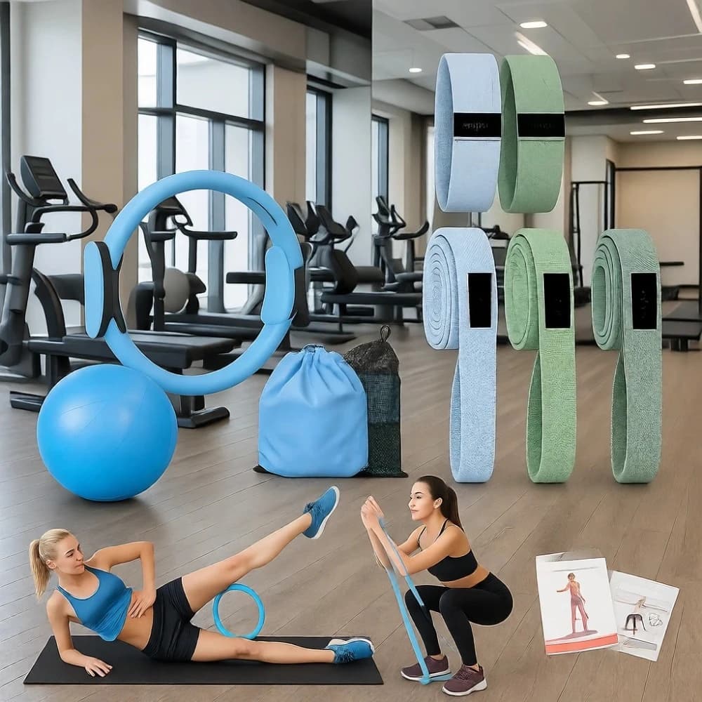 Kit Pilates for Home for Women with Resistance Bands, Magic Circle and Mini Ball