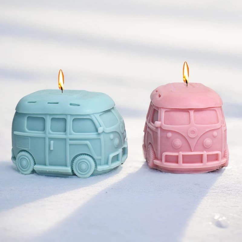 Mini Bus Stampo per candele in silicone 3D Artigianato per auto Stampi per colata in gesso in resina Sapone fatto a mano fai da te Torta al cioccolato Strumenti per la cottura Regali per la casa