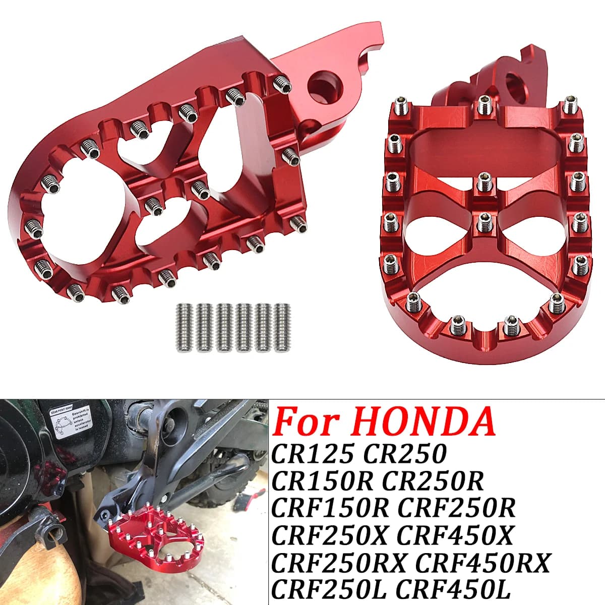 Motorcycle CNC FootRest Footpegs Foot Pegs Pedals For HONDA CR 125 250 150R CR250R CRF 150R 250R 450R 250 450 X RX L M 2002-2023
