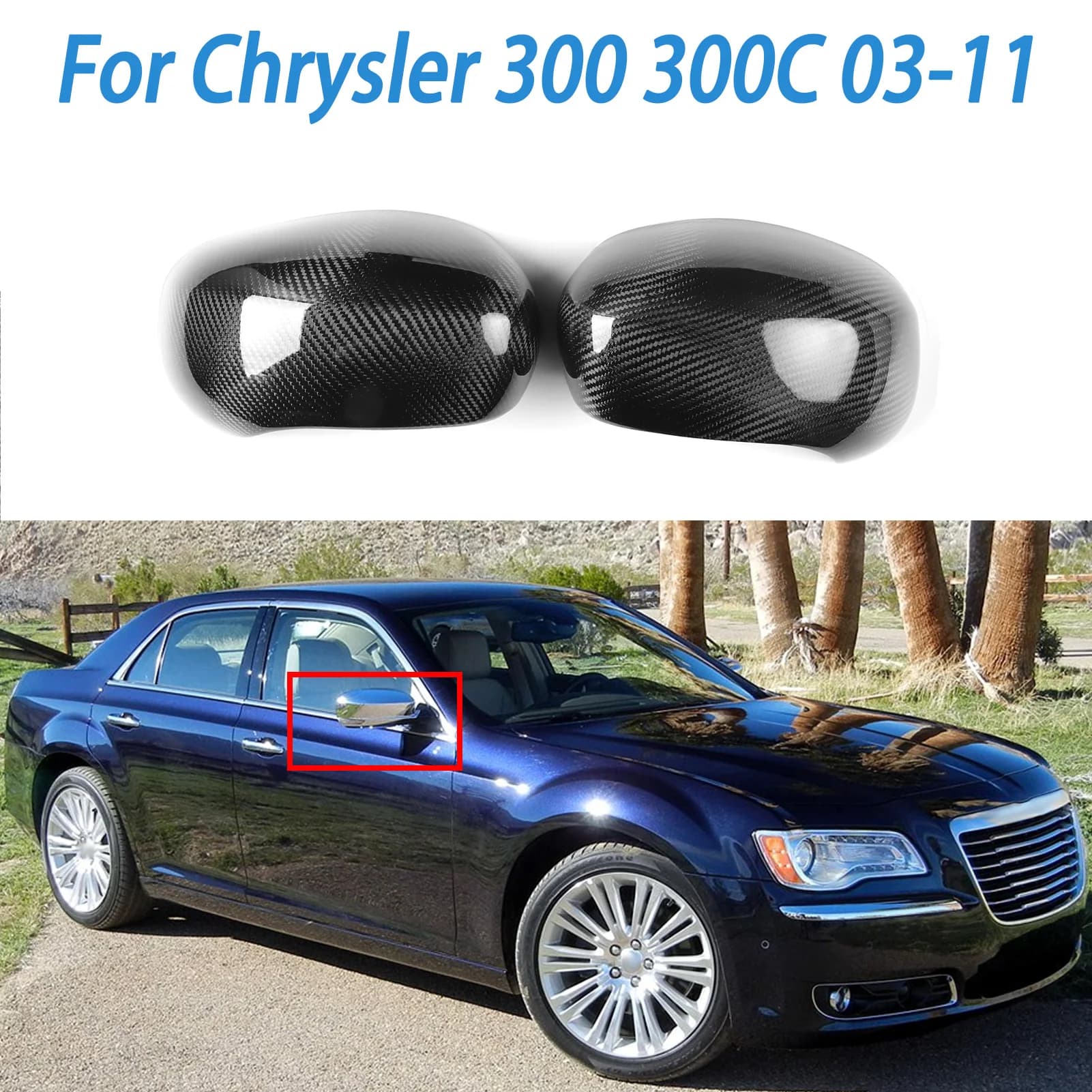 Specchietto retrovisore per 03-11 Chrysler 300c specchietto retrovisore retrovisore accessori per la modifica esterna dell'auto in vera fibra di carbonio LHD