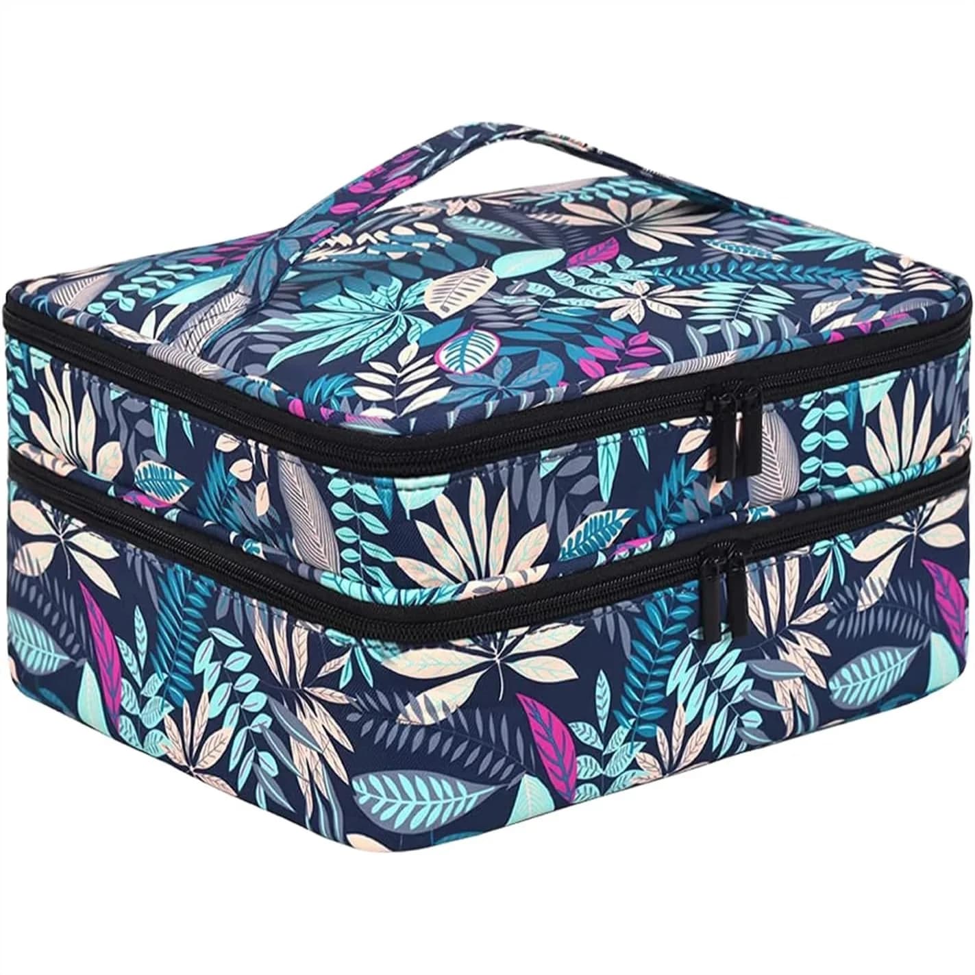 Organizer per Smalti a Doppio Strato, Contiene 42 Flaconi, Borsa Porta Smalti con Manico, Custodia da Viaggio Impermeabile per Kit Manicure