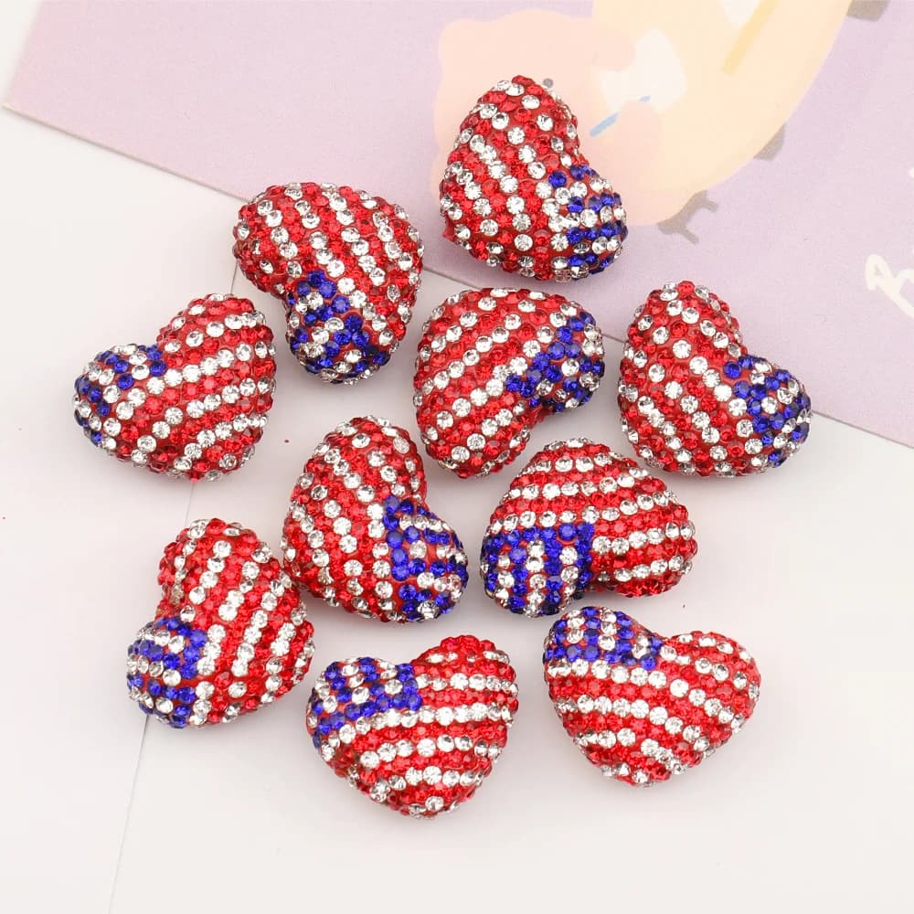 Design cordiale 30 pezzi 19*24MM perline fai da te/fatte a mano/effetto strass/forma a cuore/perline di argilla polimerica/risultati e componenti di gioielli