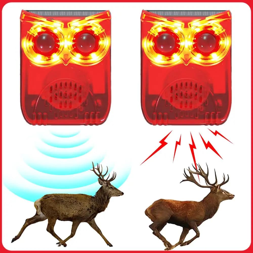 Allarme Solare da Esterno con Sensore di Movimento, Repellente Impermeabile per Animali, Dissuasore Sonoro ad Alto Volume per Procioni, Cervi, Ziboni, Orsi e Coyote