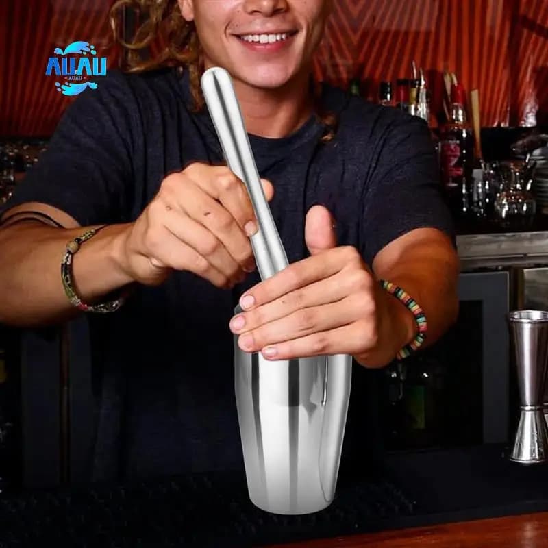 AUAU-Kit Bartender Shaker per Cocktail - Shaker per Cocktail Martini da 5 Pezzi con Colino, Muddler per Cocktail, Cucchiaio da Bar