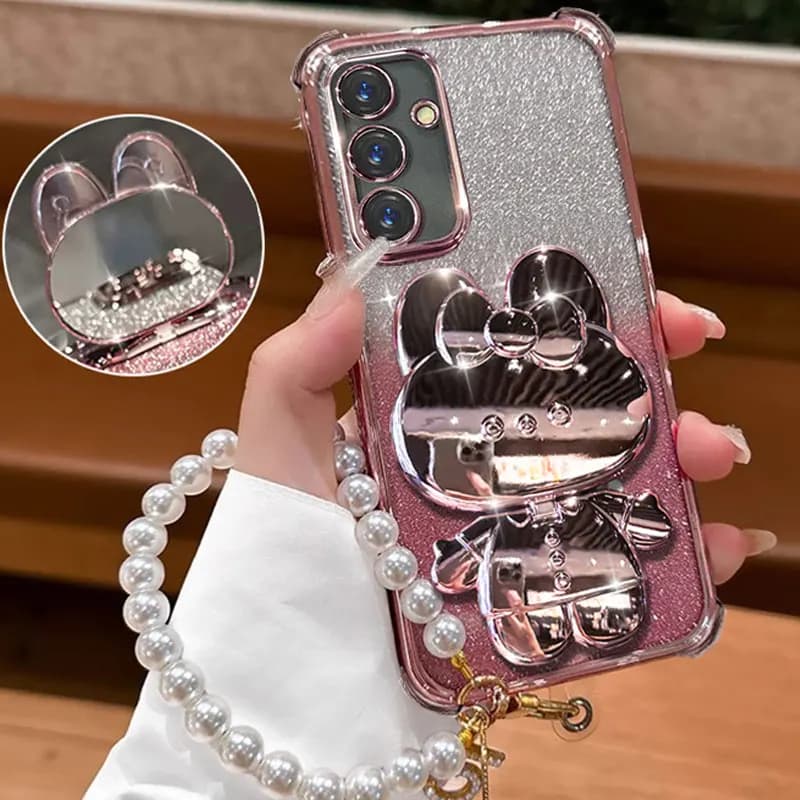 Custodia da donna di lusso per Samsung A16 A26 A35 A56 5G Bracciale di perle Stand Coque per Galaxy A05 S A15 A35 A55 A25 A54 Cover del telefono