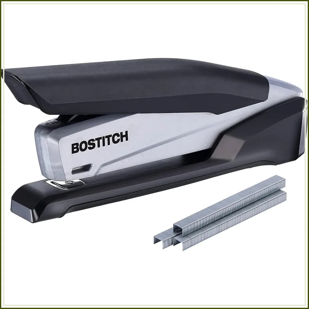 Eco-Friendly Desktop Stapler, One-Finger Technology, Jam-Free, Includes 210 Staples, Black