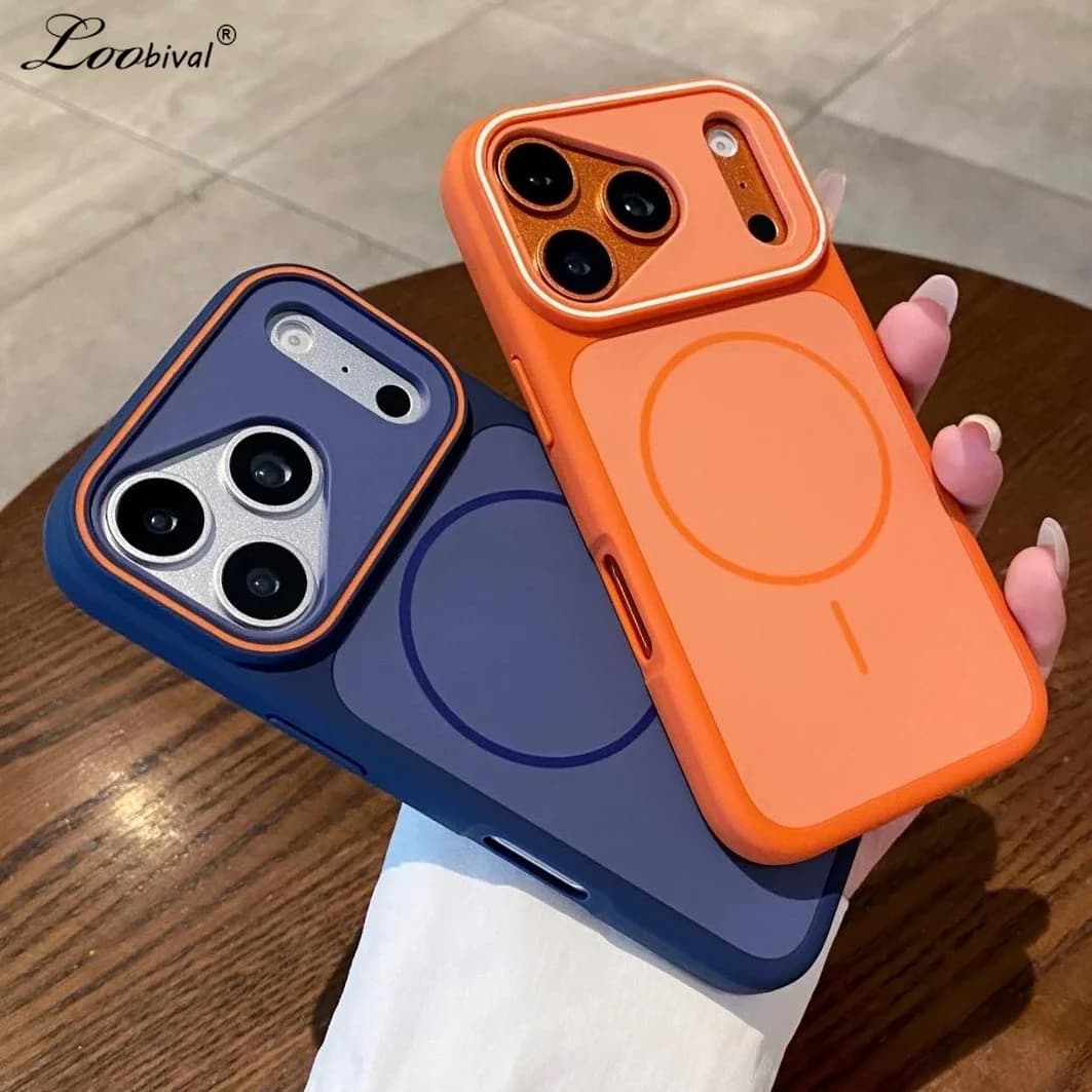 Matte for Magsafe Double Color Contrast Case for iPhone 15 16 17 Pro Max 14 Plus 12 13 11 Magnetic Frosted Shockproof Cover