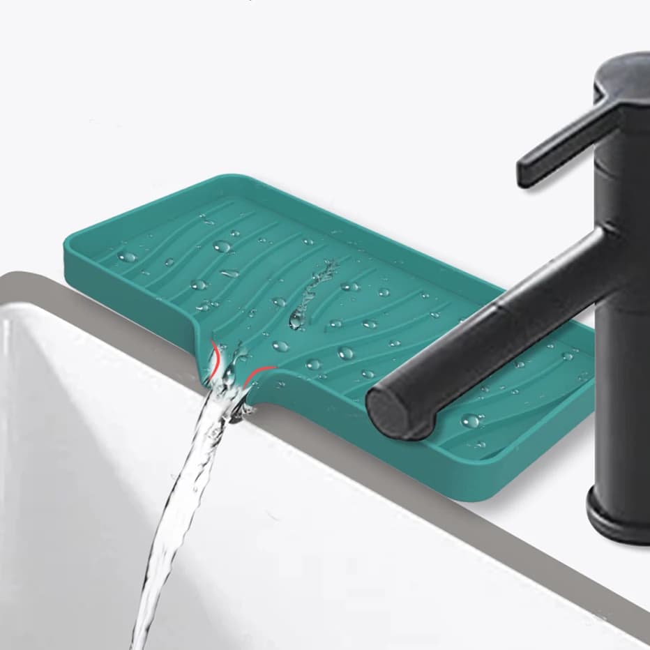 Rubinetto della cucina Tappetino assorbente Lavello Paraspruzzi Drenaggio in silicone Tappetino per asciugare Protezione da appoggio Vassoio di stoccaggio per erogazione di sapone