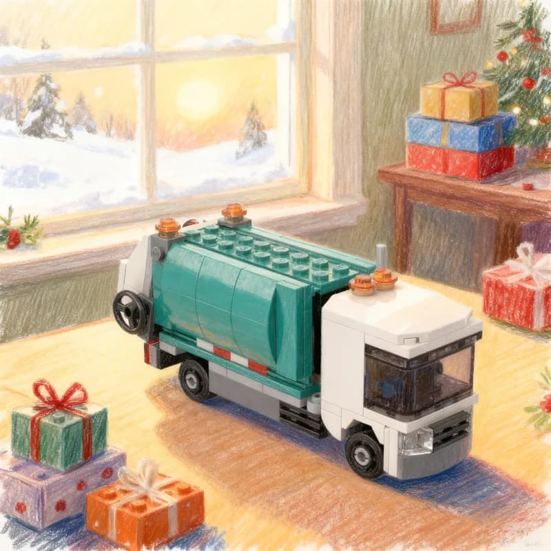 Set di Costruzioni MOC da 171 Pezzi, Camion per il Riciclaggio, Modello Urbano, Regalo di Natale, Idea Creativa Fai-da-Te, Giocattoli Educativi