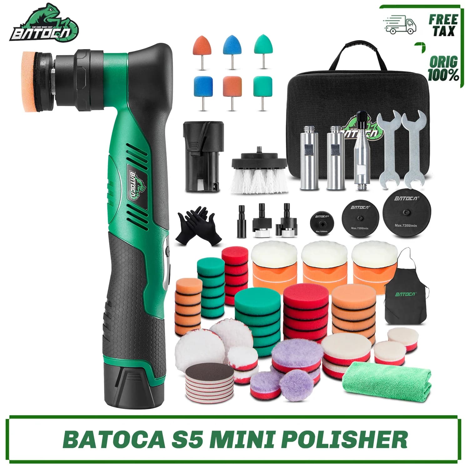 BATOCA S5 Lucidatrice per auto senza fili 1-3 pollici Mini lucidatrice elettrica senza fili per cera 12V Strumento di lucidatura per dettagli