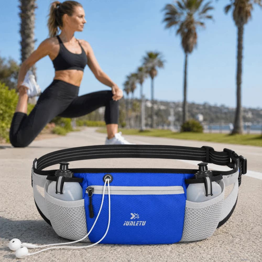 Water Resistant Running Belt Breathable Material Adjustable Strap Hydration Running Belt Lightweight Desig Zippered Pouch
