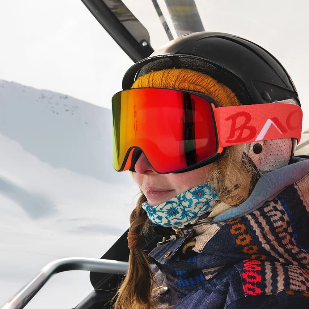 Occhiali da Sci con Lenti Cilindriche a Protezione UV e Cambio Colore, Lenti Dinamiche a Tinta Variabile, Occhiali da Snowboard per Sport all'Aperto