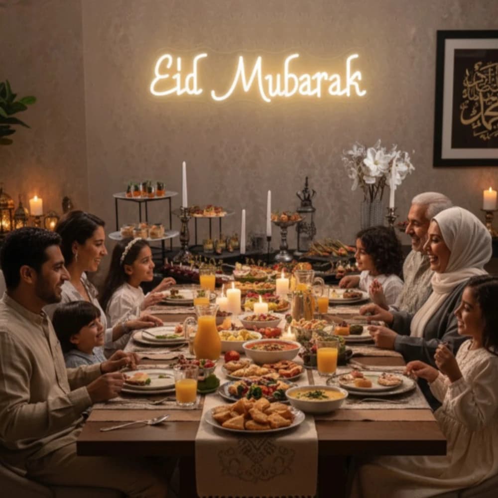 Eid Mubarak Insegna al neon Luci Ramadan 2026 Decorazioni Ramadan USB Decorazione da parete islamica Soggiorno Festa Eid Festival Ornamento